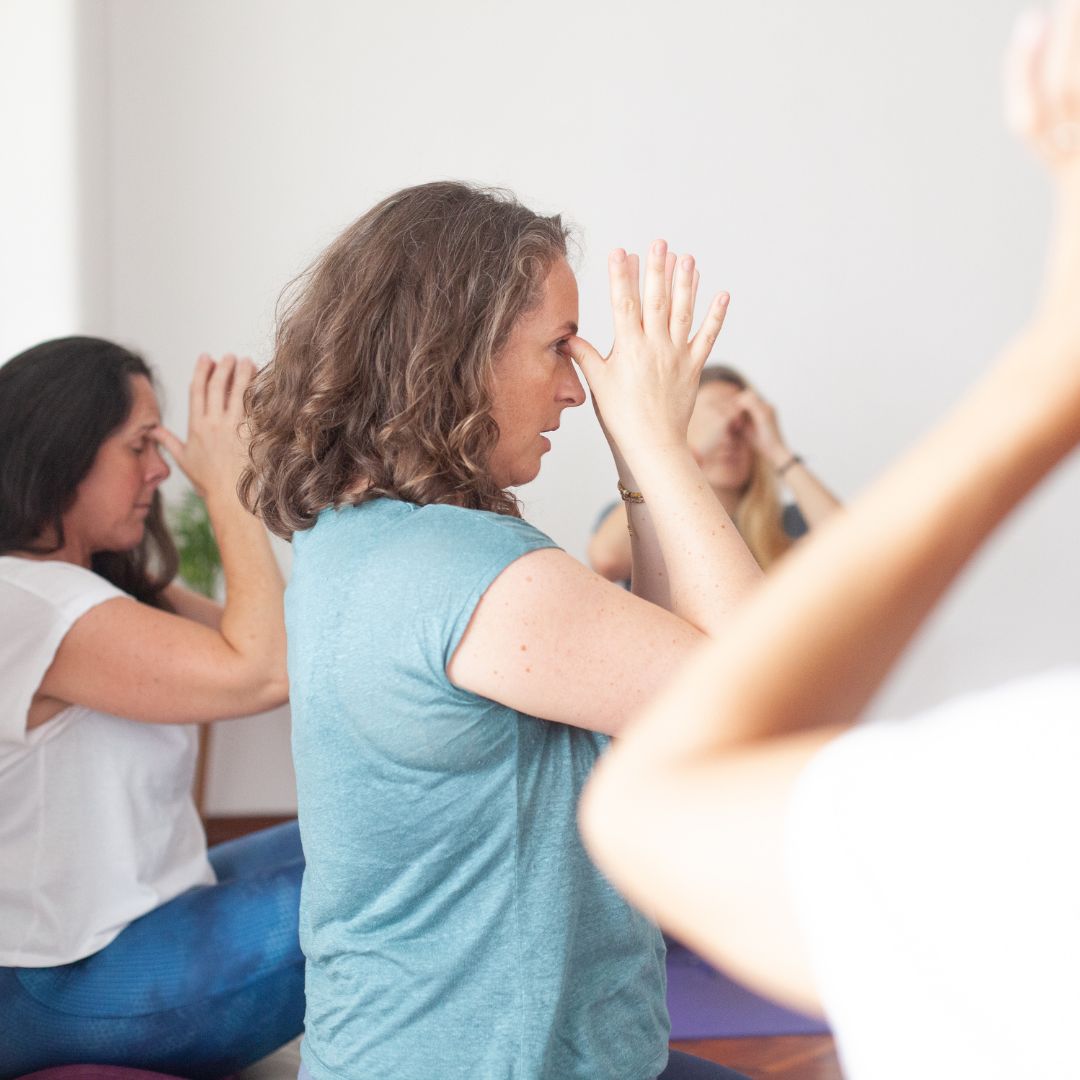 Katrin teaching face massage technique